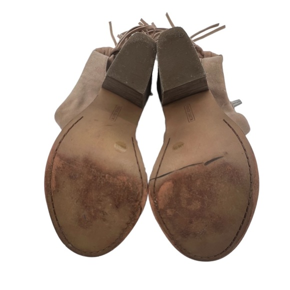 Vince Camuto Brown Leather Kyleena Block Heel Peep Toe Ankle Boots Size 6 Womens - Picture 10 of 12